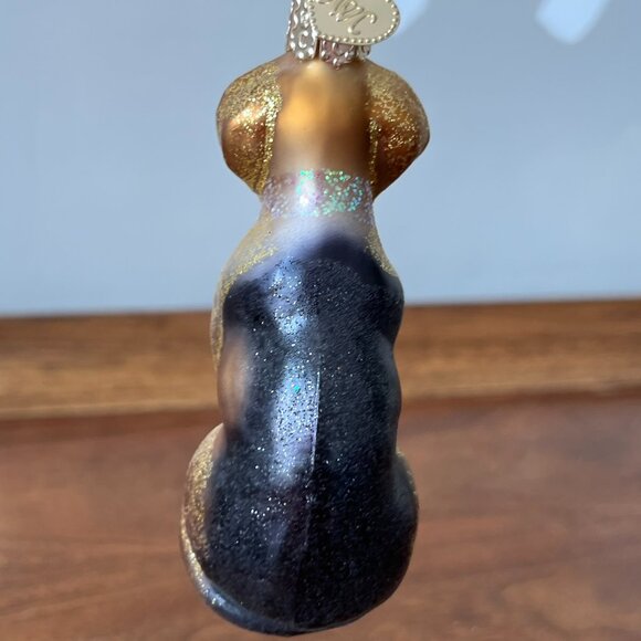 Merck Family's Old World Christmas Beagle Dog Blown Glass Ornament Glitter 3" - Picture 6 of 8